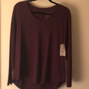 Faded Glory Scp Nk, Rd Hem - Burg w/Sliver Threads